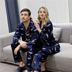 Luxury Spring And Autumn Couple Pajamas