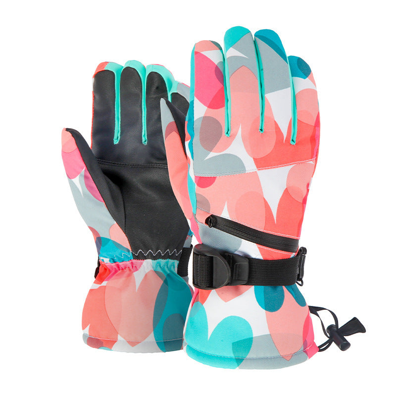 Winter warm and waterproof ski gloves