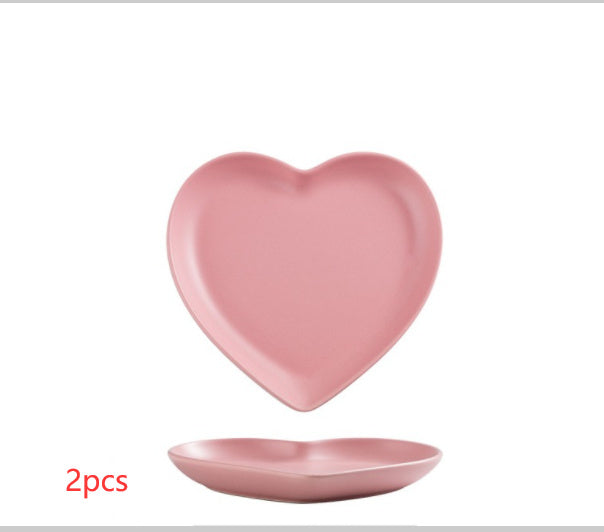 Nordic Love Creative Plate Heart-shaped Couple Dinner Plate Saucer Ceramic Cutlery