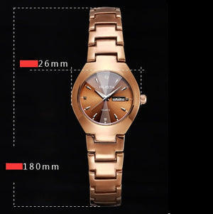 Coffee Gold Luminous Waterproof Steel Band Couple Watches: Elegant &amp; Functional