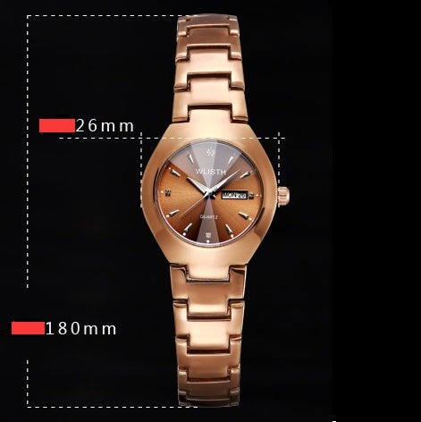 Coffee Gold Luminous Waterproof Steel Band Couple Watches: Elegant &amp; Functional