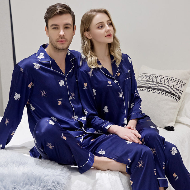 Luxury Spring And Autumn Couple Pajamas