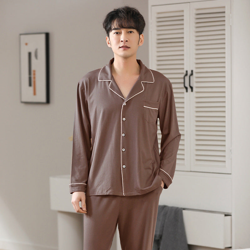 Modal Pajamas Men's Spring And Autumn Long Sleeve Cardigan Suit