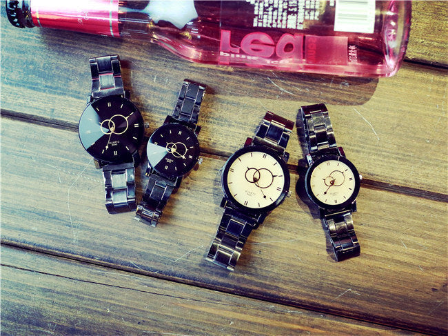 Turntable Gun Black Couple Watch