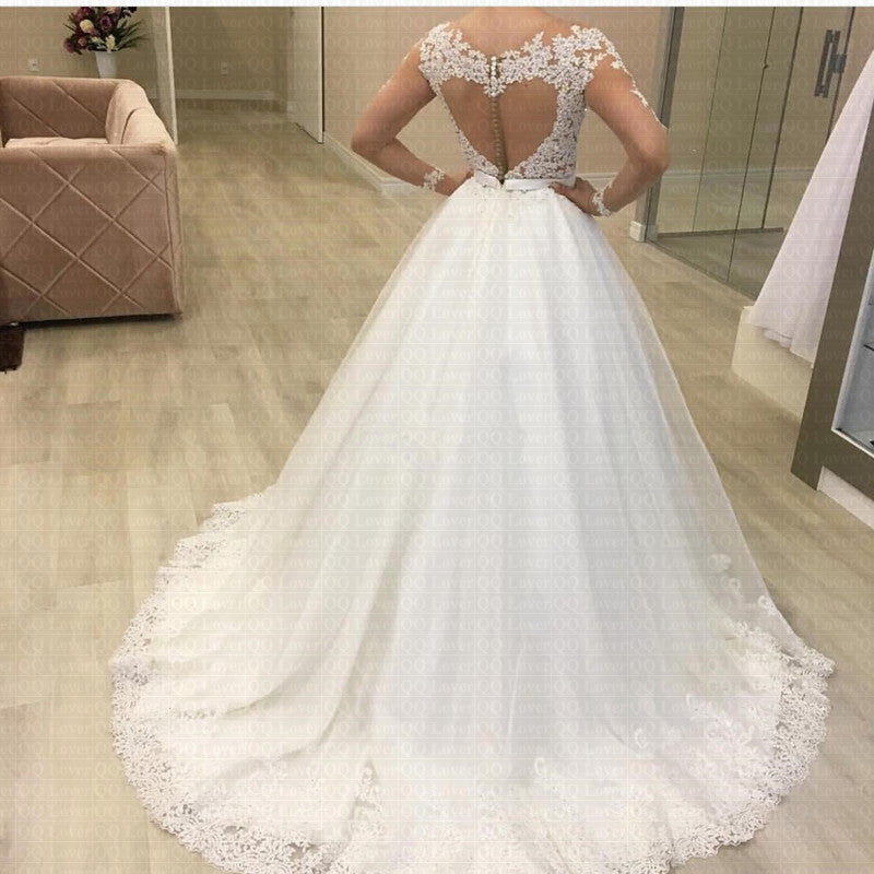 Applique Long Sleeve Wedding Dress Wedding Dress Bridal Gown