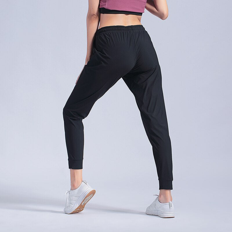 Sweatpants women's loose-fitting stretch pants with tied feet gym running pants