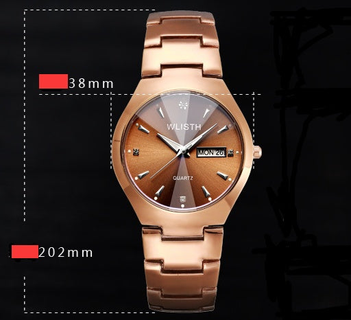 Coffee Gold Luminous Waterproof Steel Band Couple Watches: Elegant &amp; Functional