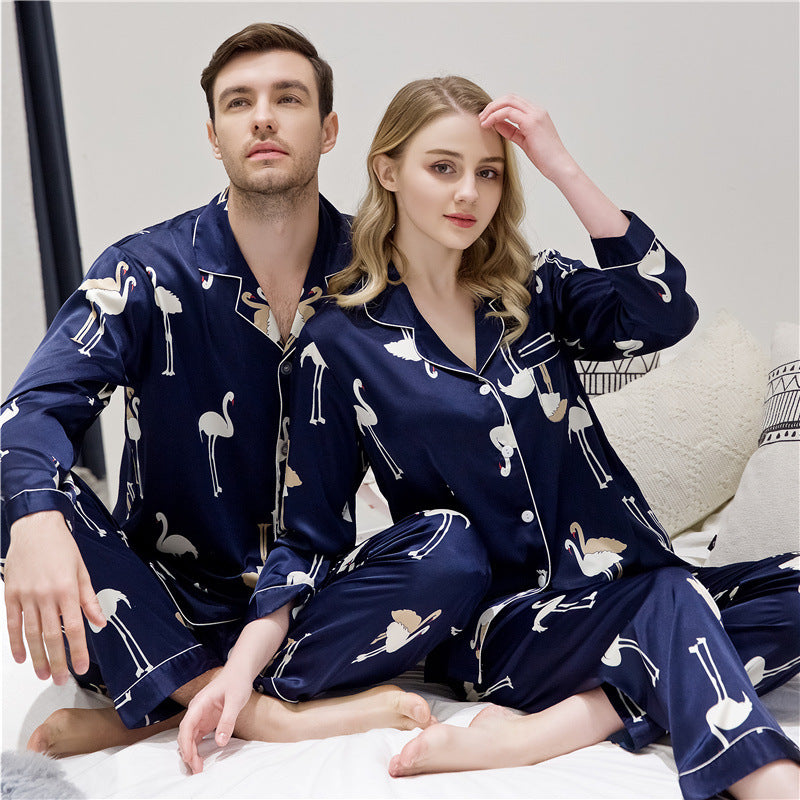 Luxury Spring And Autumn Couple Pajamas