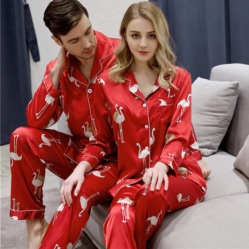 Luxury Spring And Autumn Couple Pajamas