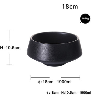 Black 5-inch Tall Big Anti-scalding Noodle Bowl Creative Home Tommy Rice Bowl