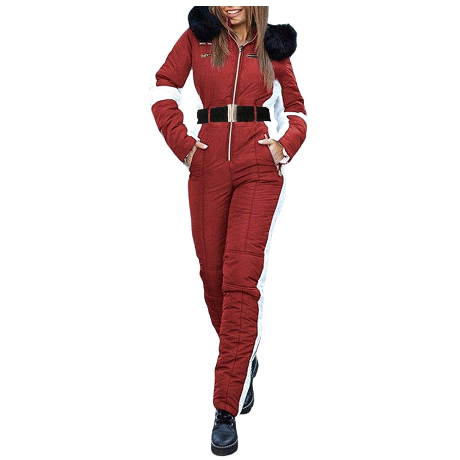 Fashion Ski Suit Coat Outdoor Sports Jumpsuit Zipper Women's Ski Suit