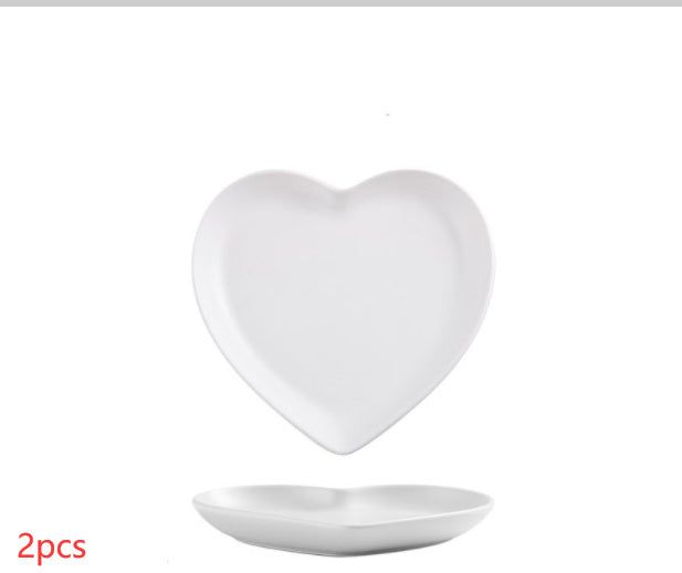 Nordic Love Creative Plate Heart-shaped Couple Dinner Plate Saucer Ceramic Cutlery