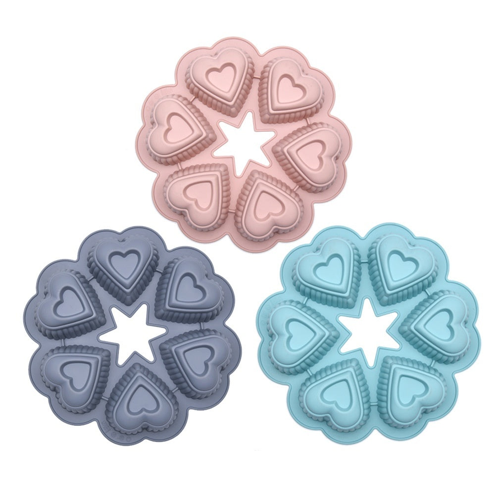 Silicone Chiffon Cake Mold 6-piece Heart-shaped Western Dessert