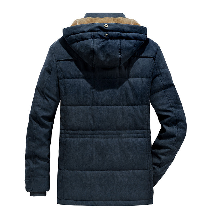 Weather Proof Cotton-padded Coat Multi-pocket Fleece-lined Thickened