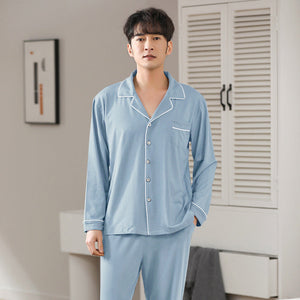 Modal Pajamas Men's Spring And Autumn Long Sleeve Cardigan Suit