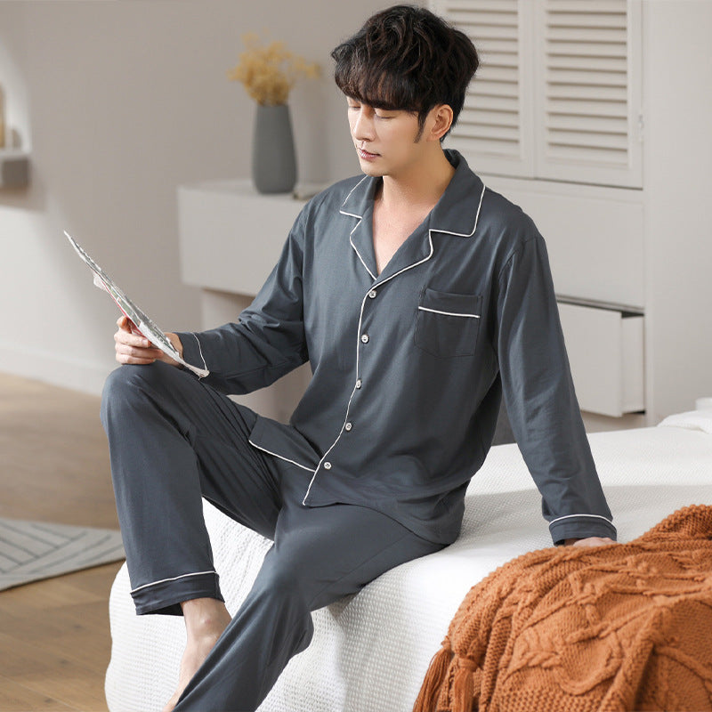 Modal Pajamas Men's Spring And Autumn Long Sleeve Cardigan Suit