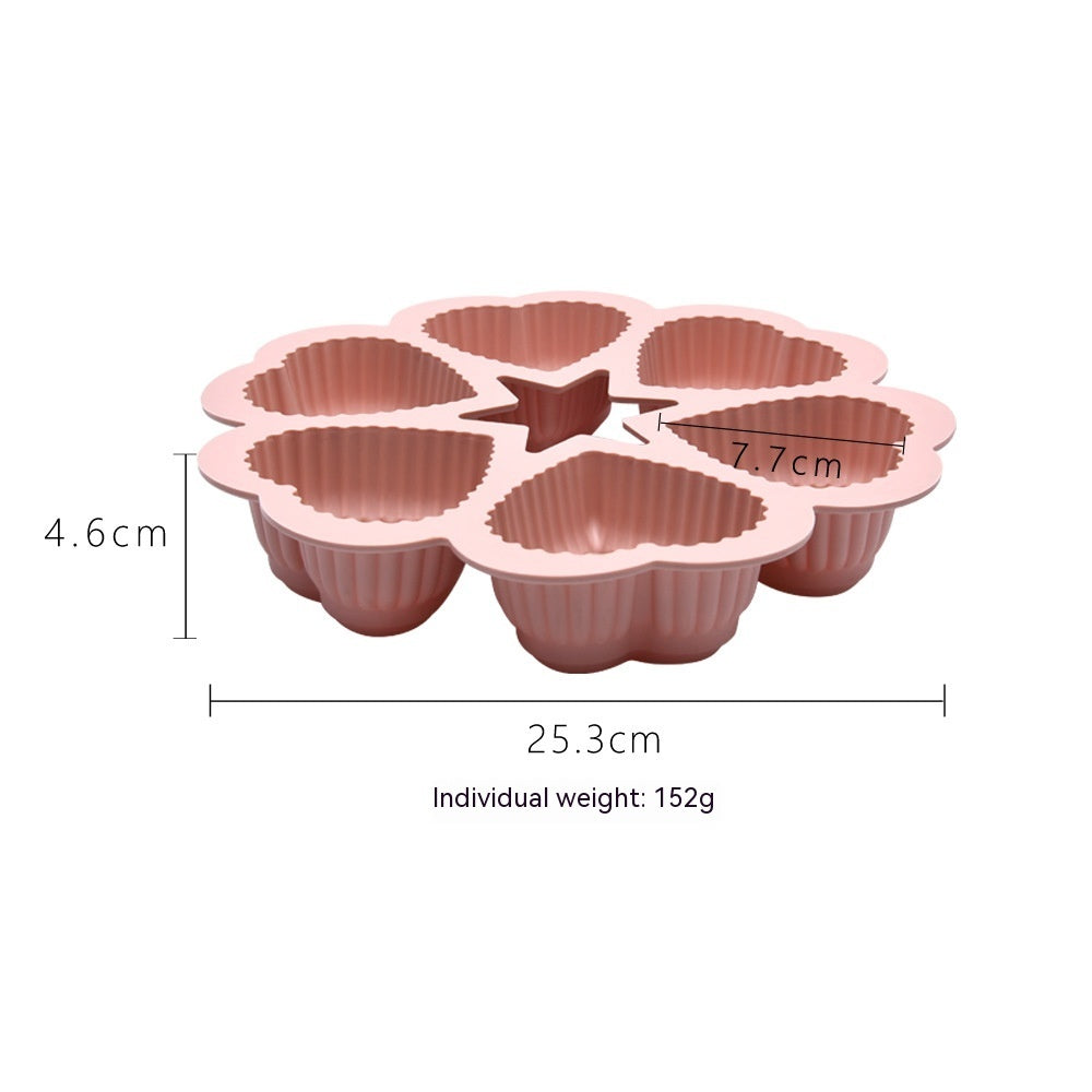 Silicone Chiffon Cake Mold 6-piece Heart-shaped Western Dessert