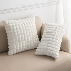 Simple High-quality Imitation Rabbit Hair Cut Plaid Pillow