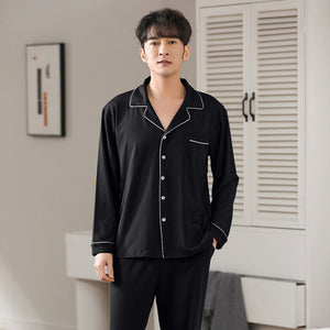 Modal Pajamas Men's Spring And Autumn Long Sleeve Cardigan Suit