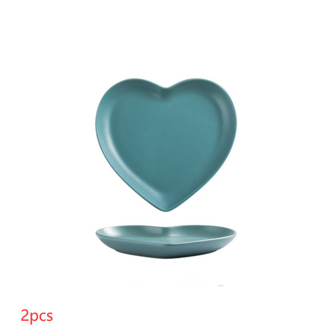 Nordic Love Creative Plate Heart-shaped Couple Dinner Plate Saucer Ceramic Cutlery