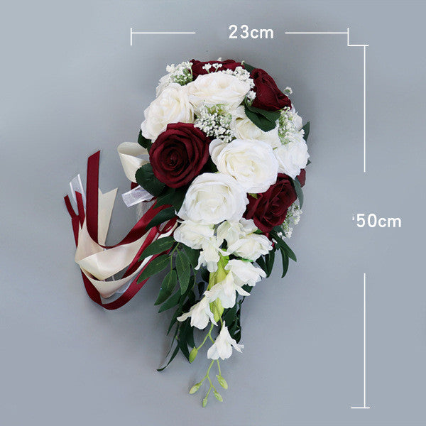 Waterfall Wedding Bride Bouquet Bridesmaid Hand Tied Artificial Flower Decor