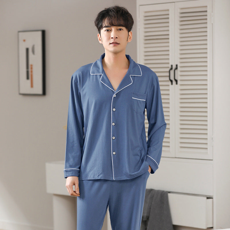 Modal Pajamas Men's Spring And Autumn Long Sleeve Cardigan Suit