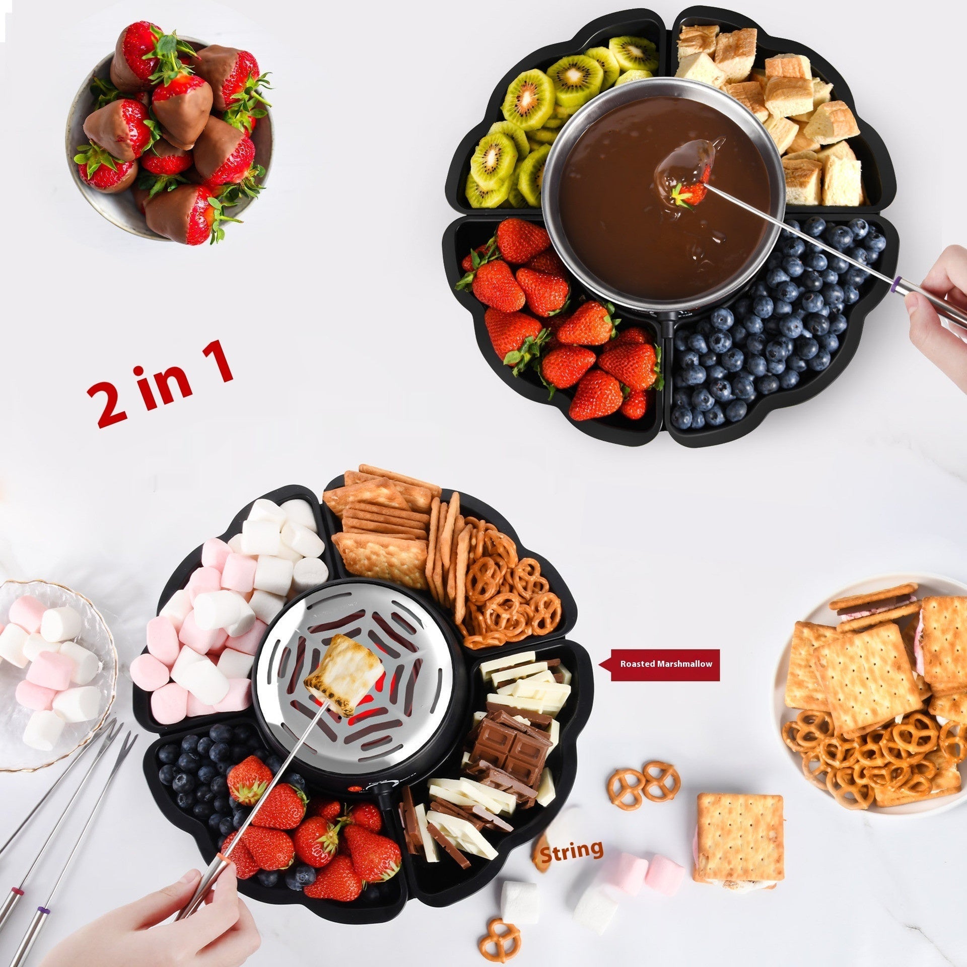 Chocolate Cheese Melted Electric Chafing Dish Baked Cotton Candy Making Machines